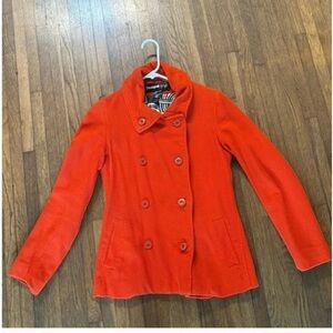 Desigual Vibrant Red Pea Coat